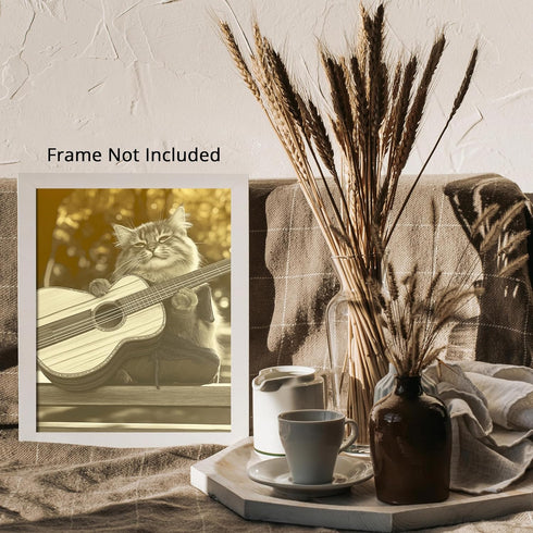 Posterizer 1 pcs-cute funny kitty cat playing the guitar 4-Art for Animal Lovers-Musical Art Collection-Decorations for Bedroom, Office, Living Ro...