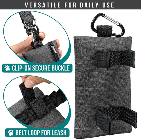 PetAmi Dog Poop Bag Holder for Leash, Doggie Waste Bag Dispenser For Poop with Clip for Puppy Walking Accessories Travel Camping, Dog Treat Pouch ...