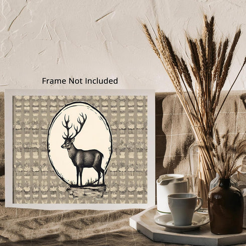 Posterizer 1 pcs- Print of a deer in a circular halo-Art for Animal Lovers-Abstract & Modern Art- Gift for Men Women Entrepreneur Teens-Decor for ...