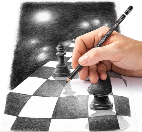 Staedtler Mars Lumograph Black Art Pencils, Presharpened #4B Artist Pencils, Box of 12, 100B-4B...