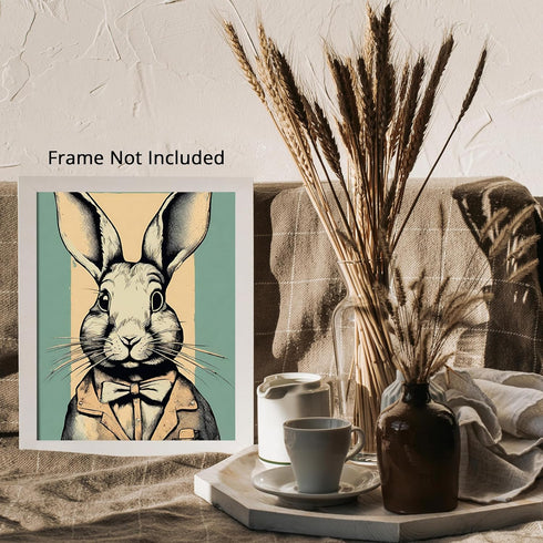 Posterizer 1 pcs-cute bunny wearing clothes-retro style-Art for Animal Lovers-GIft for Men Women Teens-Decor for Home & Office- unframed wall art...