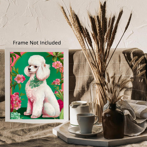 Posterizer 1 pcs-chinoiserie full poodle and flowers-Art for Animal Lovers-Abstract & Modern Art-Living Room Bedroom Decor- UNFRAMED Wall Art...