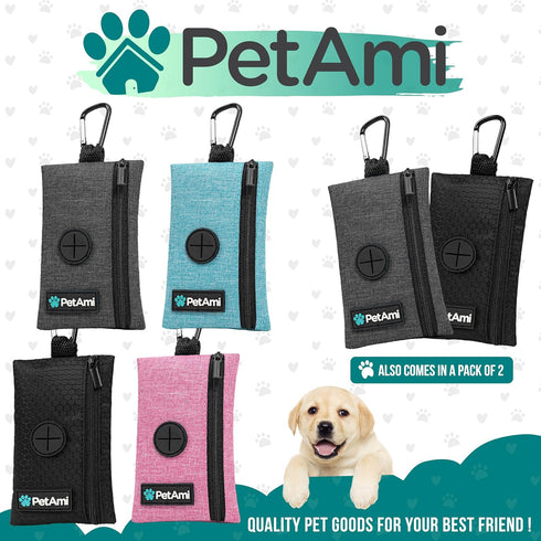 PetAmi Dog Poop Bag Holder for Leash, Doggie Waste Bag Dispenser For Poop with Clip for Puppy Potty Walking Accessories Travel Camping, Dog Treat ...