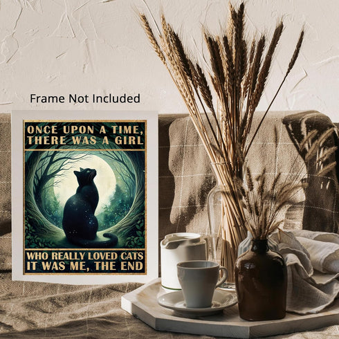 Posterizer 1 pcs-Funny Black Cat Signs-There Was a Girl Who Really Loved Cats-Art for Animal Lovers-Comedy Art-Gift For Animal Lovers-Living Room ...