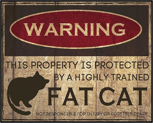 Posterizer 1 pcs-Fat Cat Warning Sign-Funny Poster For Cat Lovers-Art for Animal Lovers-Comedy Art-Gift For Animal Lovers-Living Room Bedroom Deco...