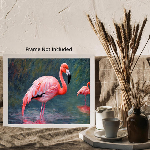 Posterizer 1 pcs- beautiful flamingos in the water-Art for Animal Lovers-Landscape & Nature Art- Living Room Bedroom Decor- unframed wall art...