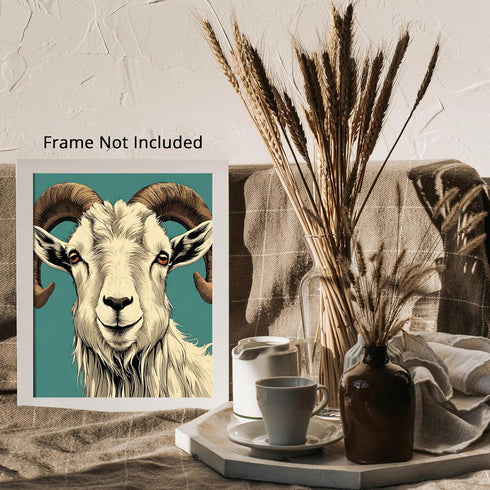 Posterizer 1 pcs-abstract retro goat poster with blue background 2-Art for Animal Lovers-GIft for Men Women Teens-Decor for Home & Office- unframe...
