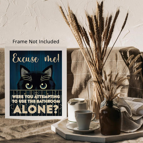 Posterizer 1 pcs-Funny Cat Restroom Print-Art for Animal Lovers-Comedy Art-Gift for Girls, Boys, Teens- Bathroom, restroom Decor- unframed wall ar...