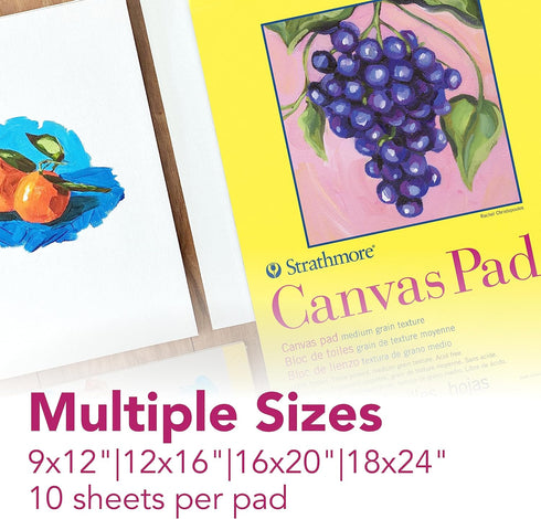 Strathmore 300 Series, Canvas Pad, 9x12 inch, 10 Sheets – Triple Primed, 100% Cotton Canvas, Plein Air Artists, Acrylic Paint and Oil Paint...