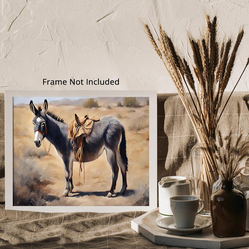 Posterizer 1 pcs- a Donkey in the middle of an oasis oil painting style-Art for Animal Lovers- Gift for Men Women Teens-decor for Bedroom, Office...