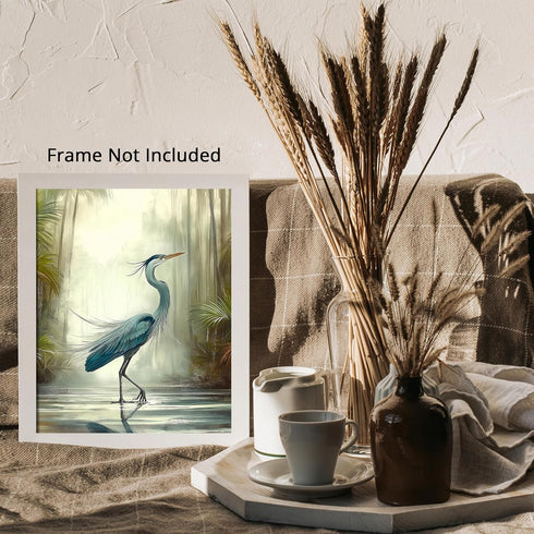 Posterizer 1 pcs-detailed depiction of a blue heron bird -3-Art for Animal Lovers Gift for Art Lovers Decorations for Bedroom, Office, Living Room...