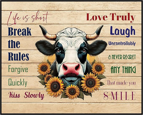 Posterizer 1 pcs-Break the Rules-Rustic, Farmhouse, Country Poster-Art for Animal Lovers-Motivational & Inspirational Art- Gift for Men Women Entr...