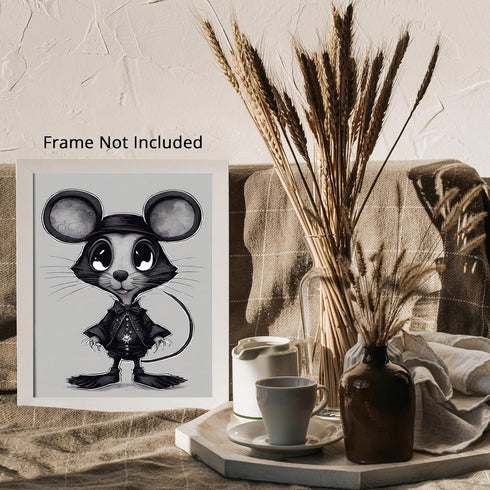 Posterizer 1 pcs- cute mouse in retro gothic theme art-Gothic Art-Art for Animal Lovers- Living Room Bedroom Decor- unframed wall art...