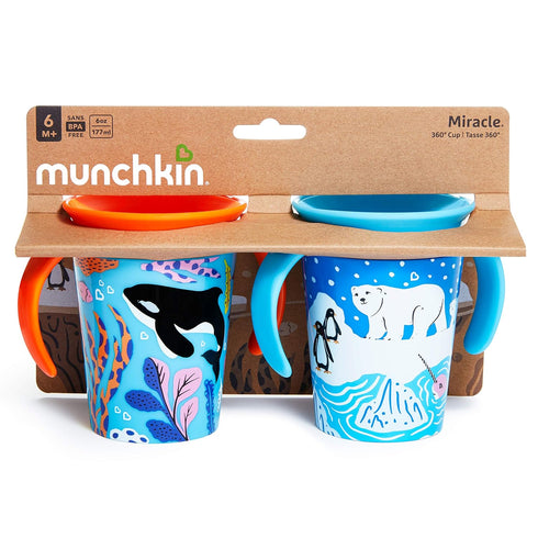 Munchkin® Miracle® 360 Wildlove Sippy Cup, 6 Oz, 2 Pack, Orca/Polar Bear...