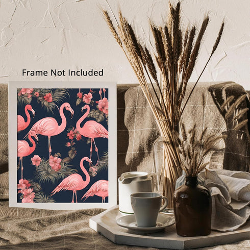 Posterizer 1 pcs-abstract retro design of flowers and flamingo 6-Art for Animal Lovers-GIft for Men Women Teens-Decor for Home & Office- unframed ...
