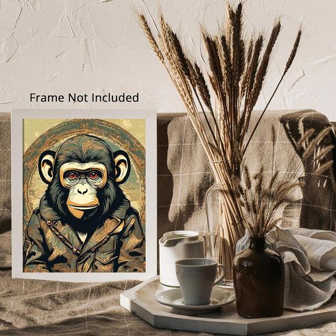 Posterizer 1 pcs-abstract beige poster-monkey wearing clothes-Art for Animal Lovers-Abstract & Modern Art-Decor for Home & Office- unframed wall a...