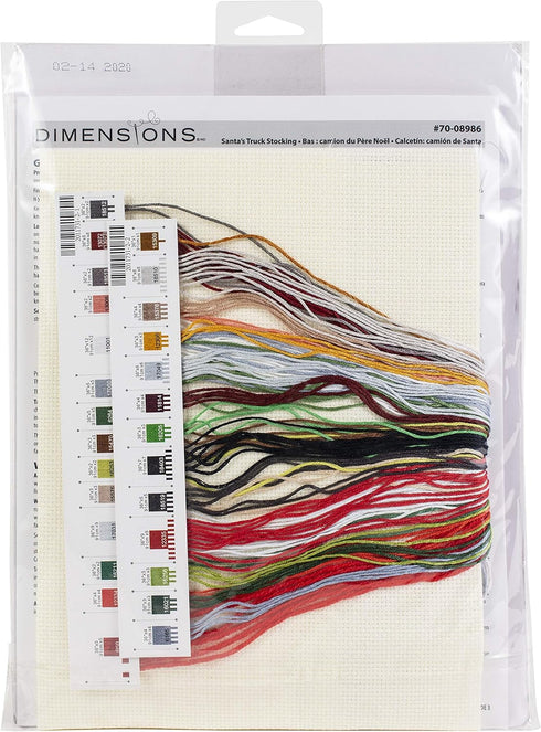 Dimensions Whimsical Counted Cross Stitch Kit Santa's Truck Stocking - 16"(1 Pc.) - Christmas Stocking, DIY Gift for Loved Ones, Ideal for Festive...