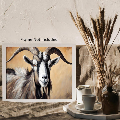 Posterizer 1 pcs- Black and white goat oil painting style-Art for Animal Lovers- Gift for Men Women Entrepreneur Teens-Decor for Home & Office- un...