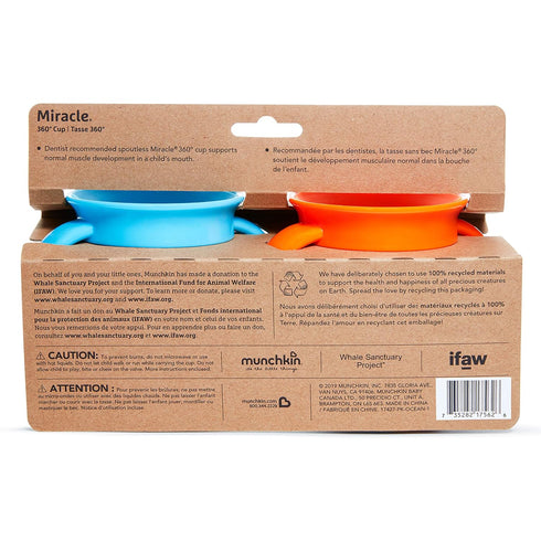Munchkin® Miracle® 360 Wildlove Sippy Cup, 6 Oz, 2 Pack, Orca/Polar Bear...