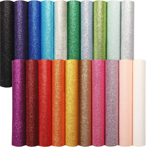 WILLBOND 20 Pieces Shiny Glitter Faux Leather Sheets PU Faux Leather Fabric Sheet for DIY Crafts Wedding Sewing Making Earrings Crafts Hair Bows C...
