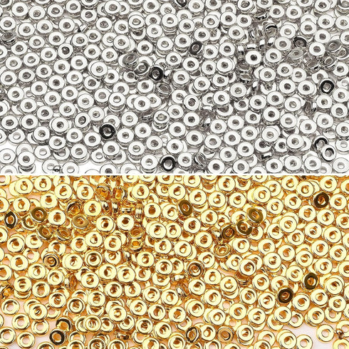 1500pcs 6mm Flat Round Spacer Beads Disc Loose Jewelry Making Beads for DIY Bracelet Necklace Earring Craft Supplies, Gold & Silver...