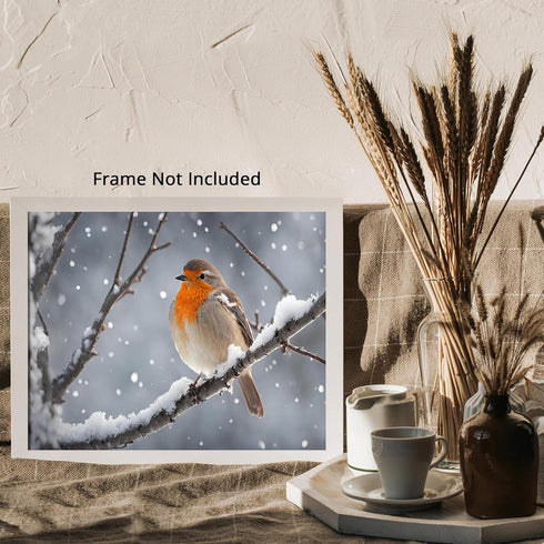 Posterizer 1 pcs-cute little bird in snowy winter scene -1-Art for Animal Lovers-Landscape & Nature Art-Decor for Home & Office- unframed wall art...