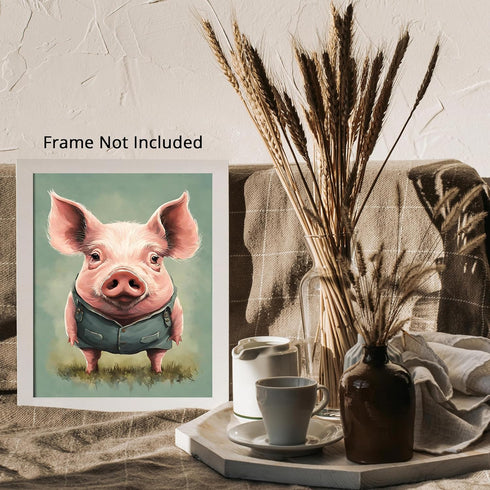 Posterizer 1 pcs- Cute funny pig with clothes on-Art for Animal Lovers-Abstract & Modern Art- Gift for Men Women Entrepreneur Teens-Decor for Home...