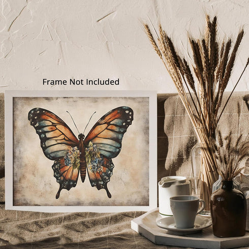 Posterizer 1 pcs- Beautiful butterfly in a rustic brown background-Art for Animal Lovers- Gift for Men Women Entrepreneur Teens-decor for Bedroom,...