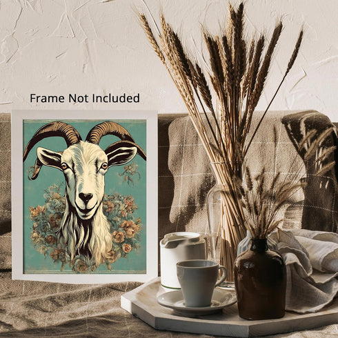 Posterizer 1 pcs-abstract retro goat poster with blue background 1-Art for Animal Lovers-GIft for Men Women Teens-Decor for Home & Office- unframe...
