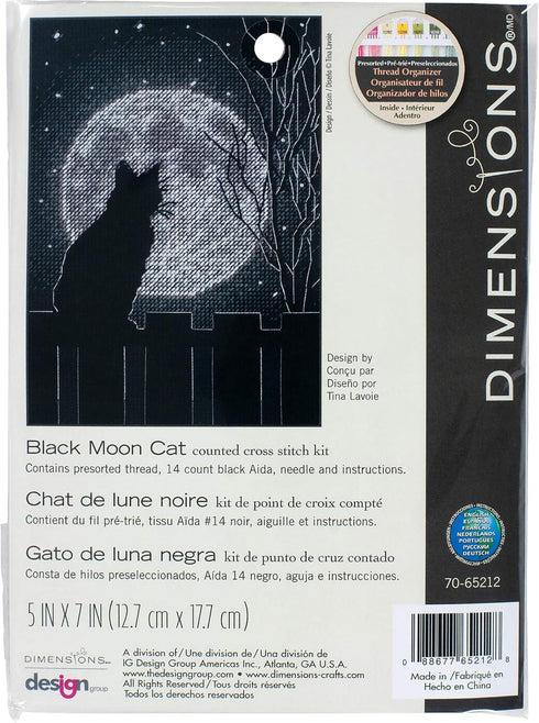 DIMENSIONS Black Moon Cat Counted Cross Stitch Kit, Multi-Color...