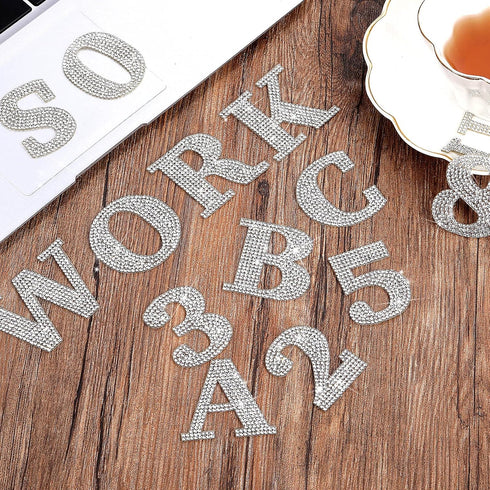 WILLBOND 37 Pcs Bling Crystal Rhinestone Stickers Alphabet Number Symbol Self-Adhesive Stickers Rhinestone Letter for Art Crafts Clothing DIY Deco...