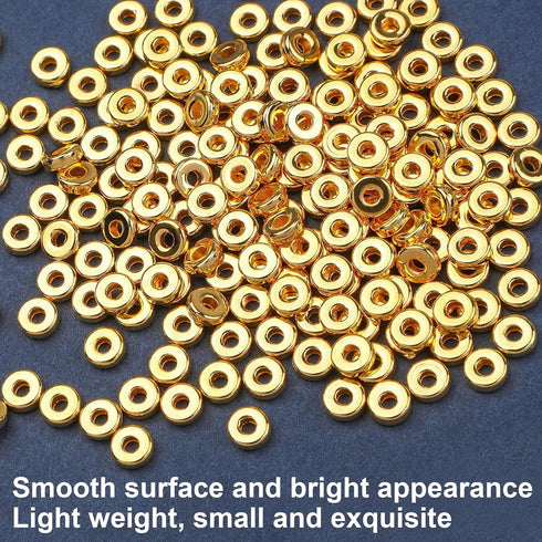 1500pcs 6mm Gold Flat Round Spacer Beads Disc Loose Jewelry Making Beads for DIY Bracelet Necklace Earring Craft Supplies...