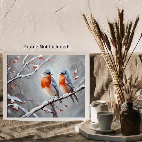 Posterizer 1 pcs-cute little bird in snowy winter scene -5-Art for Animal Lovers-Landscape & Nature Art-Decor for Home & Office- unframed wall art...