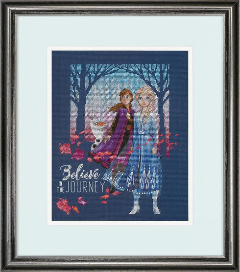 Dimensions 70-35389 Disney's Frozen II Believe in The Journey Counted Cross Stitch Kit, 14 Navy Aida, 8'' x 10'...