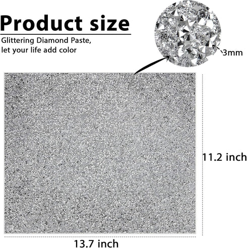 Rhinestones Sticker Sheet Crystal Self-Adhesive Bling Resin Glitter Rhinestone Sticker Sheet for Crafts Shoes Clothes (Silver,13.78 x 11.02 Inch)...