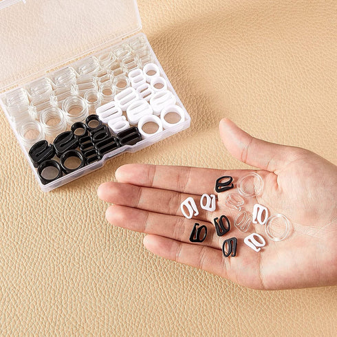 WILLBOND 240 Pcs Swimsuit Bra Strap Hooks Bra Strap Slide Rings Replacement Slider for Swimsuit Tops and Lingerie, 3 Styles, 2 Sizes...