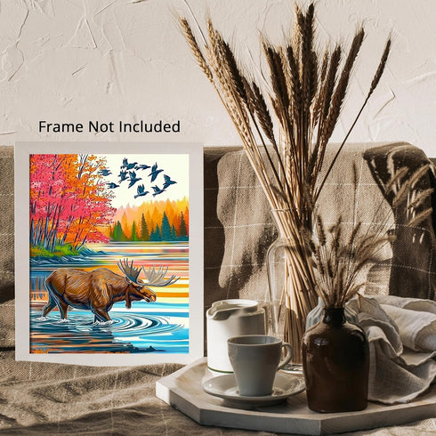 Posterizer 1 pcs-vibrant abstract nature scene with beautiful moose 2-Art for Animal Lovers-Abstract & Modern Art-Gift for Men Women Entrepreneur ...