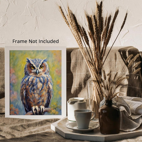 Posterizer 1 pcs- Beautiful owl with a bakcground of flowers-Art for Animal Lovers-Floral Botanical Art- Gift for Men Women Teens-Living Room Bed...