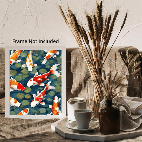 Posterizer 1 pcs- Beautiful print of gold fish in a river-Art for Animal Lovers- Gift for Men Women Entrepreneur Teens-decor for Bedroom, Office,...