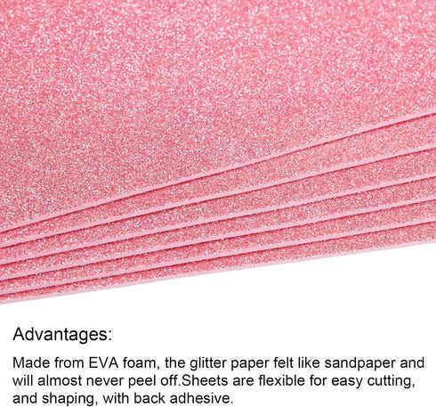 PATIKIL Glitter EVA Foam Sheets Soft Paper Non-Adhesive 11.8 x 7.8 Inch Pink for DIY Projects Pack of 10...