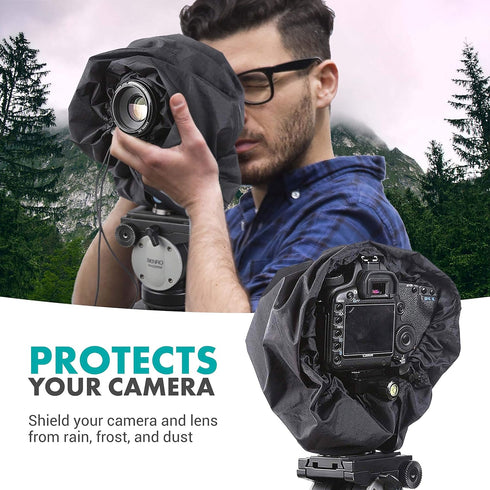 Movo CRC11 Camera Rain Coat Rain Cover for DSLR Cameras and Mirrorless Cameras and Lens (Junior Size: 11" x 14.5")...