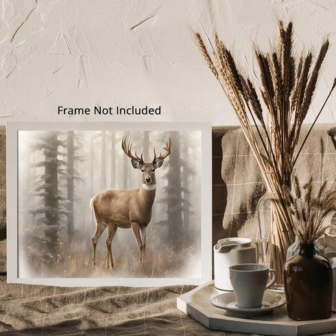 Posterizer 1 pcs- Beautiful deer standing in a foggy jungle-Art for Animal Lovers-Landscape & Nature Art- Gift for Men Women Teens-decor for Bedro...