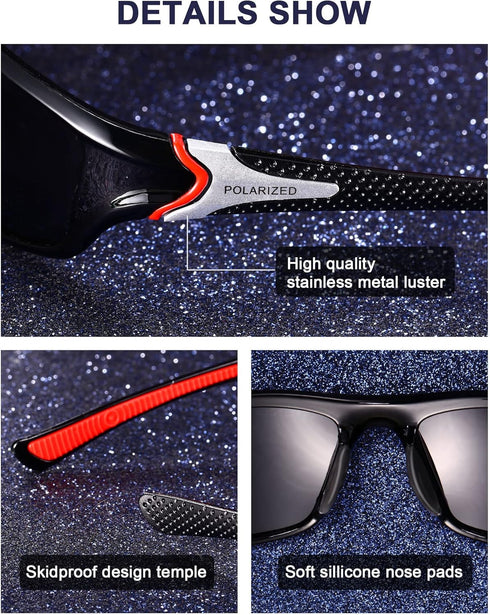 TOODOO 3 Pairs Sport Polarized Sunglasses for Cycling Driving Fishing TAC Lens Sunglasses for Men Women Youth Baseball Running Golf Motorcycle...