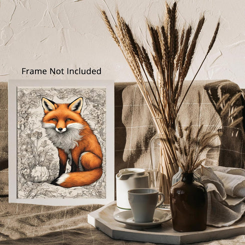 Posterizer 1 pcs- Beautiful red fox sitting on the ground-Art for Animal Lovers- Gift for Men Women Entrepreneur Teens-Decor for Home & Office- un...