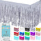 Allgala Silver Tinsel Table Skirt 2-Pack 29x108 Inch Metallic Foil Fringe Table Skirts for Party Event, Parade Float, Party Decoraton...