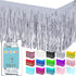 Allgala Silver Tinsel Table Skirt 2-Pack 29x108 Inch Metallic Foil Fringe Table Skirts for Party Event, Parade Float, Party Decoraton...
