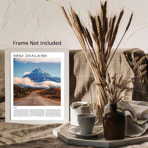 Posterizer 1 pcs-New Zealand Travel Poster with info-Adventure Wall Art Gift for Men Women Entrepreneur Teens Decor for Home & Office- unframed ...