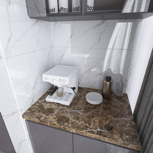 Brown Marble Contact Paper for Countertops Waterproof Marble Wallpaper Peel and Stick Countertops Kitchen Countertop Contact Paper for Cabinets Dr...