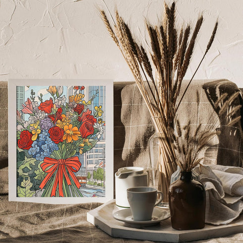 Posterizer 1 pcs-Valentine’s bouquet of your favorite flowers cute poster -1-Floral & Botanical Art-Romantic Art-Gift for Couples boyfriend girlfr...