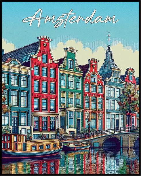 Posterizer 1 pcs-Amsterdam Wall Art-Travel Print-Adventure Wall Art- Gift for Men Women Entrepreneur Teens-Decor for Home & Office- unframed wall ...